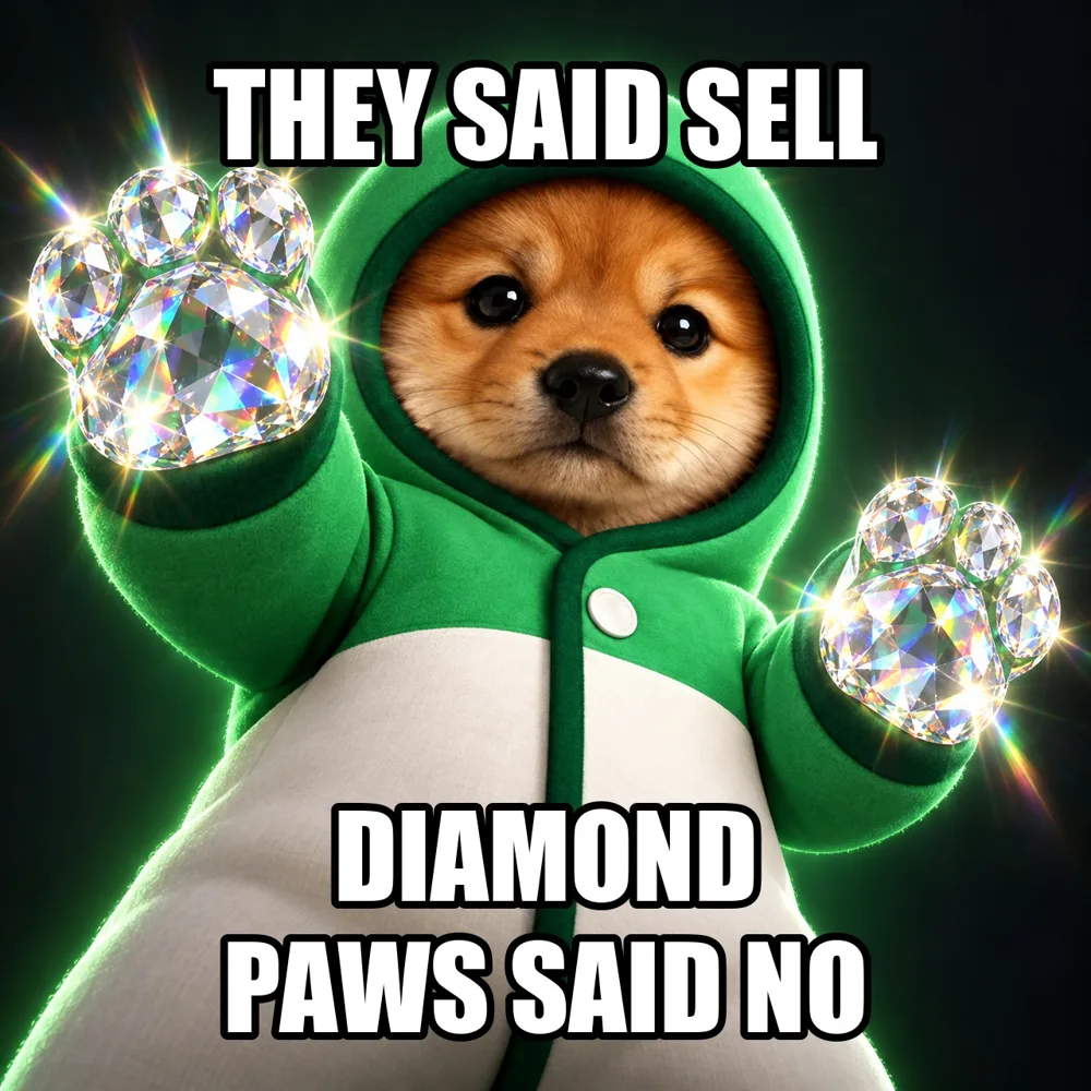 Meme: PUP raising two glittering diamond paws